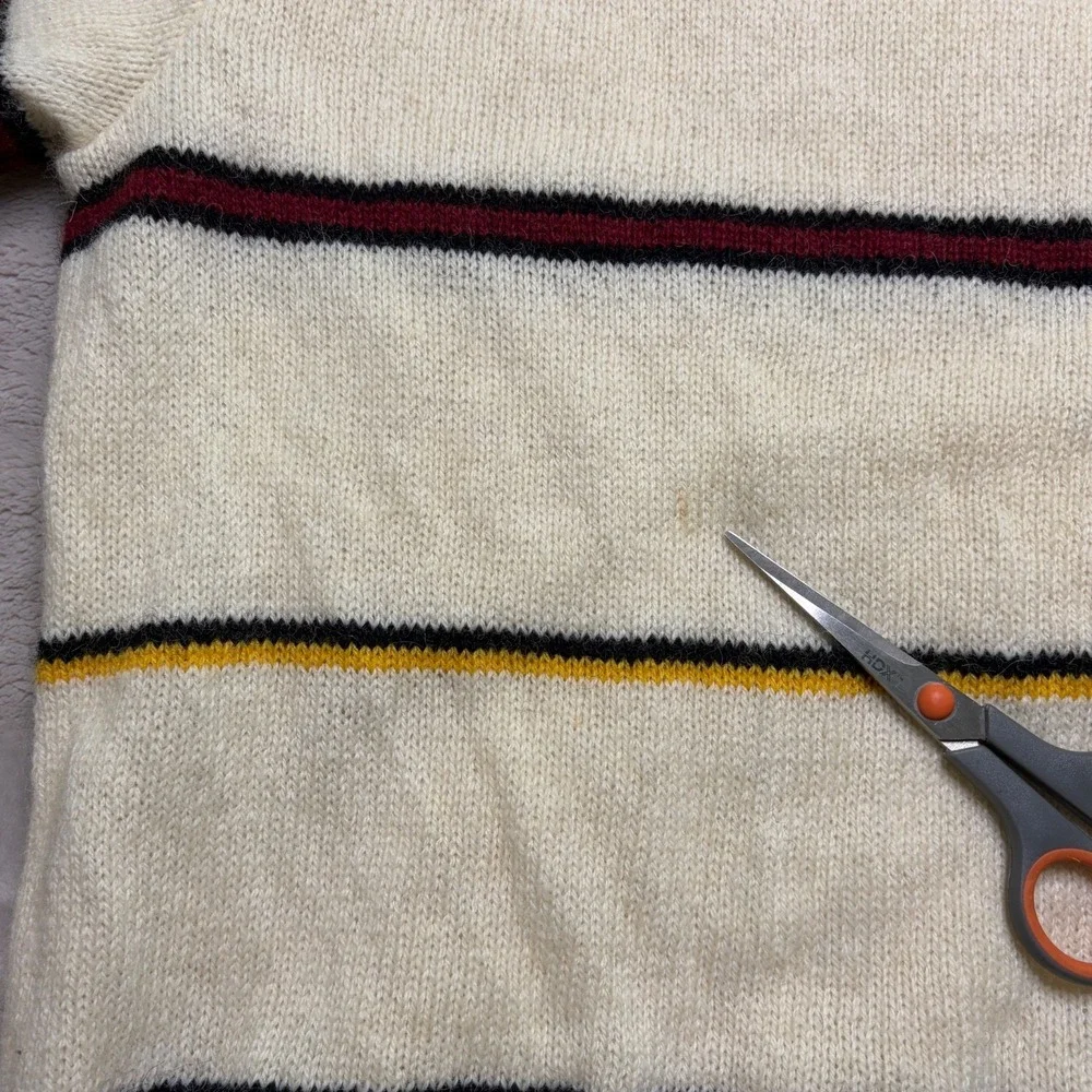 Vtg Puritan Shetland Wool Blend Sweater Size L Striped Crewneck Made in USA